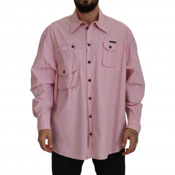 Dolce & Gabbana Pink Casual Button Down Long Sleeves Shirt - IT45 | 3XL