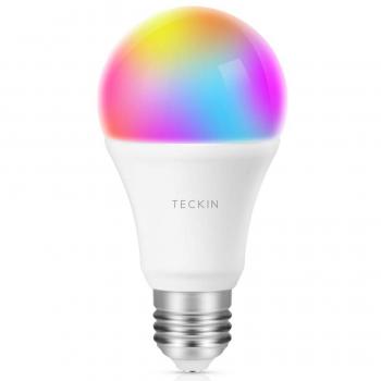 TECKIN Bombilla LED inteligente WiFi ajustable y lámpara multicolor Funciona con Alexa, Echo, Google Home y IFTTT, E27 60W RGBW equivalente 7.5W bombilla de cambio de color