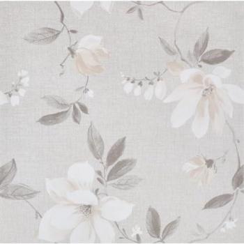Papel pintado 3D no tejido estampado de flores gris 10x0,53 m