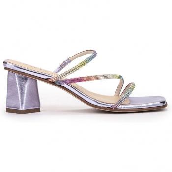 Sandalias destalonadas de tacón de piel y brillantes modelo RIAD