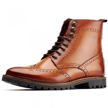 Base London Boone Tan Leather Brogue Boots - Men's Size 6 UK