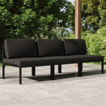 3-Seater Aluminum Garden Sofa with Cushions - Anthracite