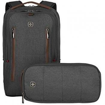 Wenger 606489 City Upgrade 16 2 - Piece Laptop Backpack, Padded Laptop Compartment and Cross Body Bag in Grey, 15 L