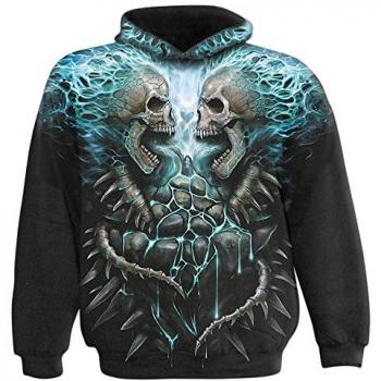 Spiral - Flaming Spine - Sudadera con Capucha - Estampado Integral - Negro - XL