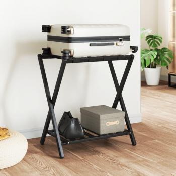 Soporte para maletas de bambú negro 68x38x58 cm