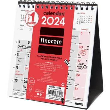 Finocam - Calendario Catalán Neutro de Sobremesa para Escribir XS 2024, Enero-Diciembre (12 Meses), 140x150 mm