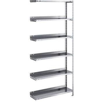 Estante de Oficina Atornillado Zincado, Altura 1850 mm, Ancho 750 mm, Profundidad 300 mm, 6 Estantes, Capacidad de Carga 60 kg