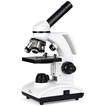 TELMU Microscopio Óptico Profesionales, Microscopios Monoculares Biológicos para Adultos y Estudiantes y Niños con Diapositivas Preparadas