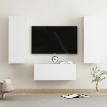 Set de Muebles para Televisor 3 Piezas Blanco en Madera de Ingeniería