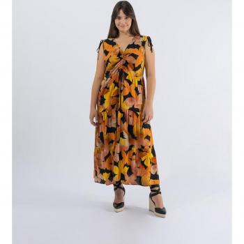 October Maxi Vestido Largo Estampado Sin Mangas Acuarela