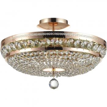 Maytoni Ottilia Plafón Cristales Semi Empotrado Oro y Cristal, Ø 43,5 cm, 6 Luces, E14