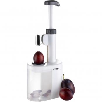 Westmark Deshuesador de ciruelas, Para ciruelas deshuesadas listas para cocinar, Altura: 26,5 cm, Hoja de plástico / acero inoxidable, Prunus, Blanco / antracita, 40232260