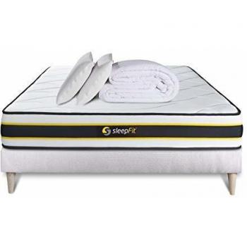 Colchón SLEEPFIT de muelles y viscoelástica 140 x 200 cm - Altura 22 cm - Incluye almohadas y edredón