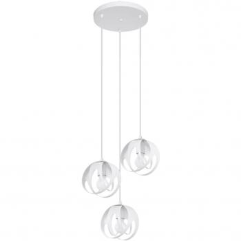 Lámpara colgante Tulos de acero blanco, 3 bombillas, dimensiones 30 cm x 30 cm x 117 cm, dimmable
