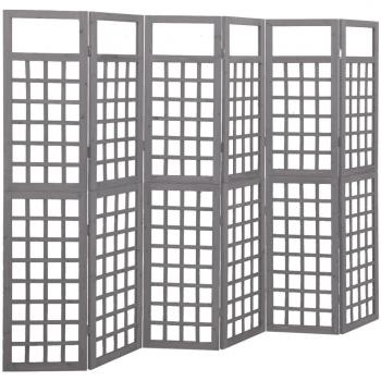 vidaXL 6-Panel Room Divider/Trellis Solid Fir Wood Grey 242.5x180 cm