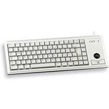 CHERRY Compact Keyboard G84-4400, diseño alemán, Teclado QWERTZ, Teclado con Cable, Teclado mecánico, mecánica ML, trackball óptico Integrado más 2 Botones de ratón, Gris Claro