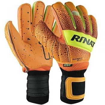 Rinat Kancerbero Quantum Spine Turf Guante de Portero, Unisex niños, Naranja/Amarillo neón, 4