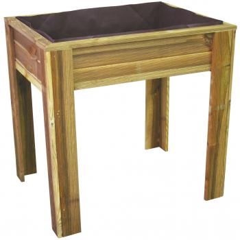 Mesa de Cultivo Ipomea Madera de Pino Natural 80x60x80 cm con Malla Geotextil para Exteriores