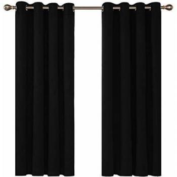 Deconovo Cortinas Opacas de Ventana con Ojales Aislamiento Térmico 2 Paneles 132 x 160 cm Negro