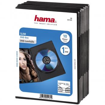 Estuche Slim para DVD y CD, Pack de 10, Negro con espacio para carátula