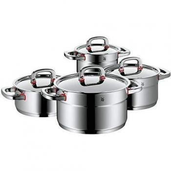 WMF Premium One - Batería de cocina 4 piezas Cool+ de acero inoxidable, apto para inducción. Fabricado en Alemania.