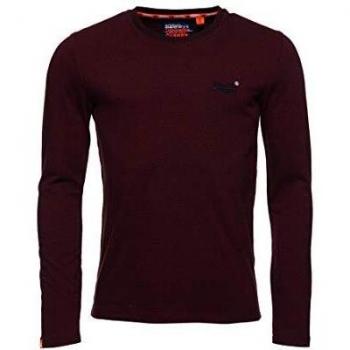 Superdry Hombre Camiseta de Manga Larga con Textura Jacquard de la colección Ora Burdeos Buck con Textura S