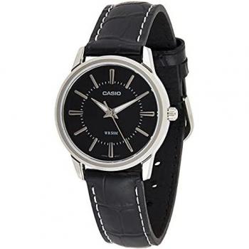 Casio Women's Core LTP1303L-1AV Black Leather Quartz Watch with Black Dial