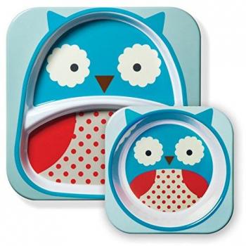 Skip Hop - Juego de cuenco y plato con compartimentos de melamina con diseño de búho