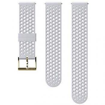 Suunto SS050179000 Correa de sustitución original para todos los relojes Suunto 3 Fitness, silicona, largo: 21,7 cm, ancho: 20 mm, incluye pasadores de fijación, blanco/dorado