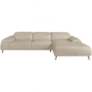 Sofá chaise longue piel vacuno gris taupé ANGEL CERDÁ 6150C, Gris Taupe, Piel, 316 x 176 x 102 cm