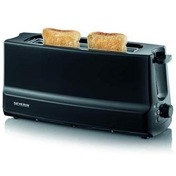 Severin AT 2233 Tostador de ranura larga, tuesta, descongela y calienta, 800 W, plástico, Negro