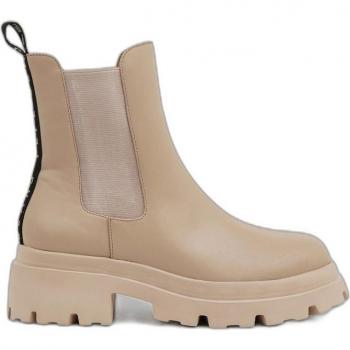 Botín Chelsea Beige Pepe Jeans con Suela de Goma y Logo Negro