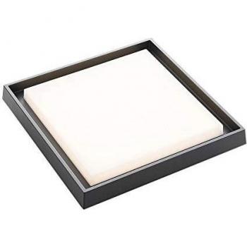 Plafón LED para exterior Birta, angular, 34 cm, aluminio gris oscuro, luz cálida