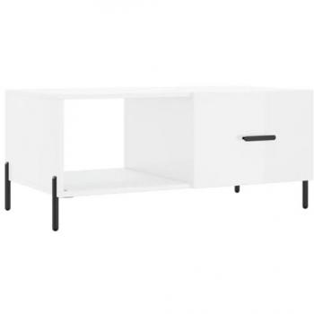 Mesa de centro madera contrachapada 90x50x40 cm blanco brillo