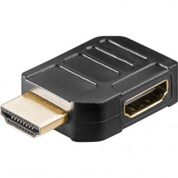 Adaptador HDMI 90° Horizontal Goobay, 8K a 60 Hz, Conector Macho a Hembra, Dorado