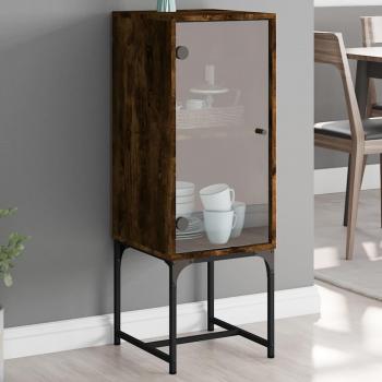 Armario auxiliar con puerta de vidrio 35x37x100 cm, Mueble de Almacenaje de Salón, Buffet para salón, Armario Auxiliar, Armario de Almacenamiento, color roble Sonoma