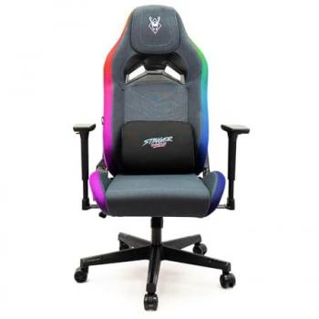 Silla Gaming Woxter Stinger Station Elite RGB Tela Antimanchas Azul/Rosa con Reposabrazos 3D y Cojín Regulable