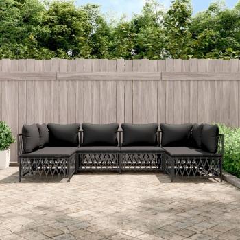 vidaXL 6-Piece Anthracite Steel Garden Lounge Set with Cushions