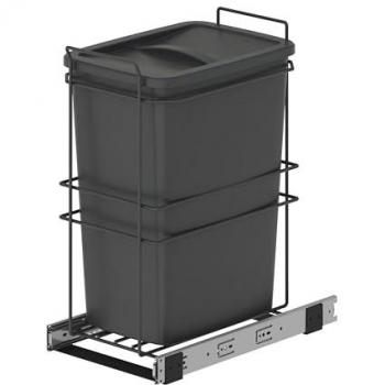Contenedor de reciclaje para fijación inferior y extracción manual en mueble de cocina, 35 litros, plástico gris antracita