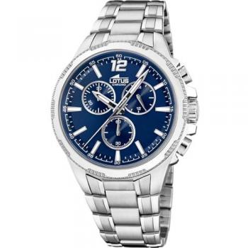 Reloj Lotus Cronógrafo Azul Hombre Acero Inoxidable 316L Plateado