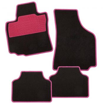 CarFashion 241458 Alfombrillas para Coche, Negro/Rosa
