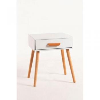 Mesa Auxiliar Nórdica con 1 Cajón - Estilo Minimalista y Funcional