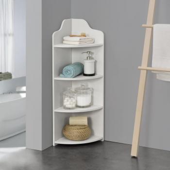 Estantería de Esquina Bjurholm con 4 Estantes 90x28x28cm Blanca