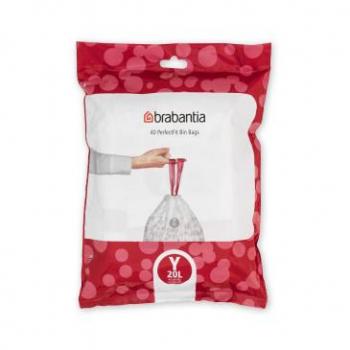 Bolsas de Basura Brabantia PerfectFit Código Y 20 Litros - Paquete Dispensador de 40 Bolsas - Blancas