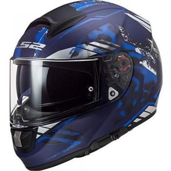 LS2 Casco de moto FF397 VECTOR FT2 STENCIL MATT BLUE, Negro/Azul, L