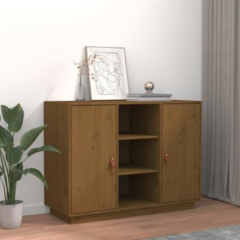 Aparador de madera maciza de pino 100x40x75 cm, mueble de almacenaje para salón moderno, buffet, armario auxiliar y armario de almacenamiento en color marrón miel