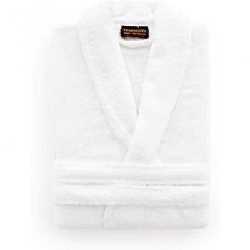 BELUM | Albornoz 100% algodón Peinado 650 gr. White M/L, Albornoz Unisex Ducha, Albornoz Maxima Absorción