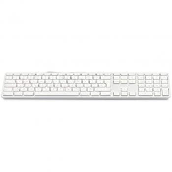 Teclado numérico USB KB-1243 Plateado - Layout Griego, 110 teclas, 2x USB, aluminio, diseño griego, compatible con macOS, color blanco