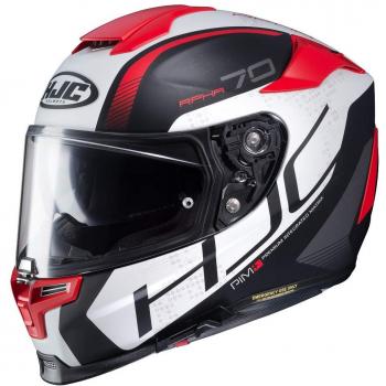 HJC NC Casco per Moto, Hombre, Negro/Blanco/Rojo, XL