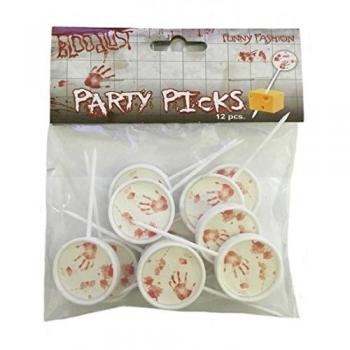 12 Palillos manos ensangrentadas 7,5 cm Halloween - Única